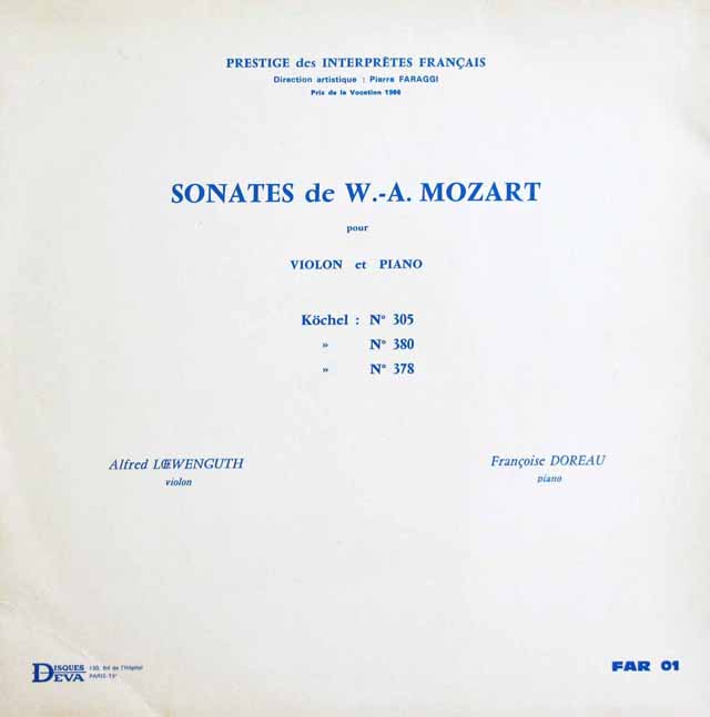 非売品 仏PIF モーツァルト ヴァイオリンソナタ K.454 レーヴェン