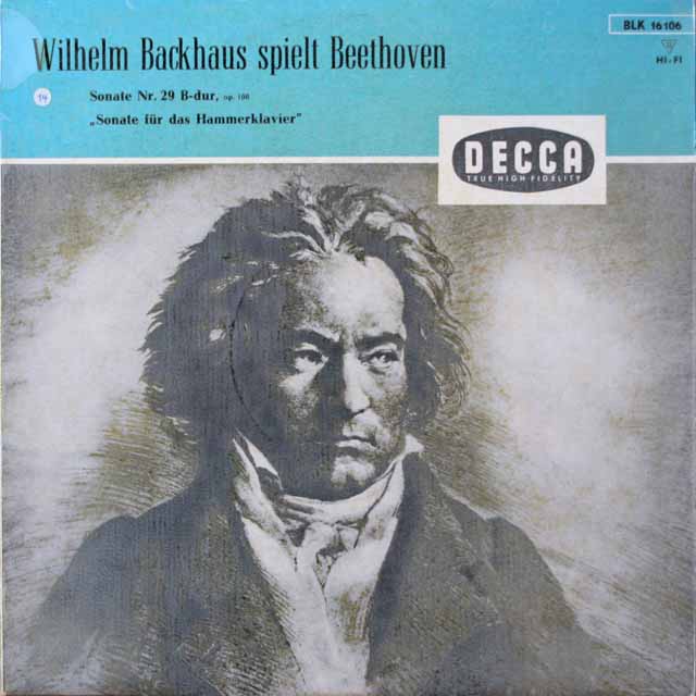 バックハウスのベートーヴェン/ピアノソナタ第29番「ハンマークラヴィーア」 　独DECCA　2643　LP レコード